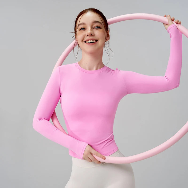 TRY TO BN Sports Long Sleeve Gym Tops Woman O-Neck T-Shirts Fitness Sportswear Breathable Workout Running Training Yoga Clothing