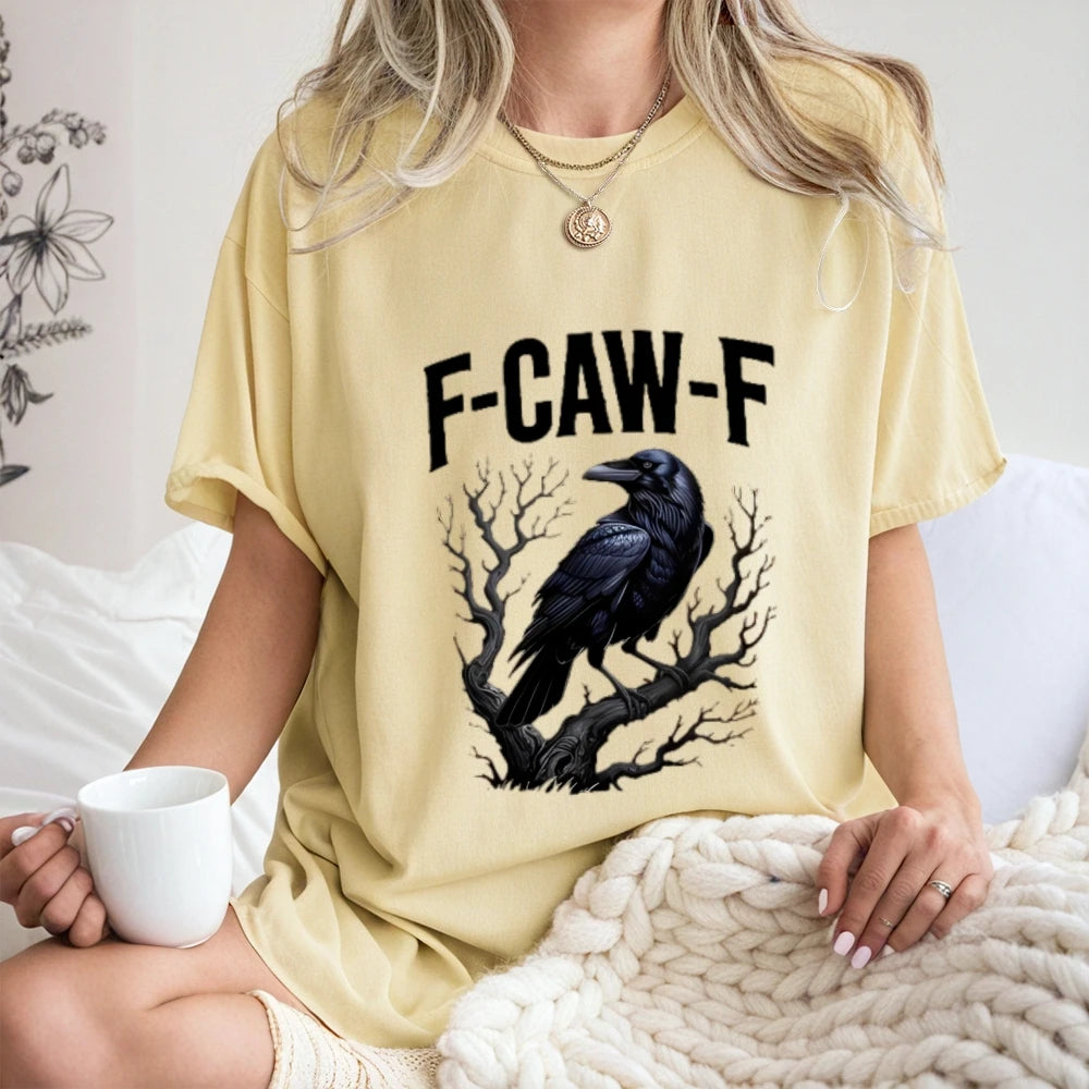 Crow Fcawf Graphic Tee Summer Top Wearing Full Cotton Breathable Oversized Street Wearing Unisex Tee Shirt Short Sleeve Tops