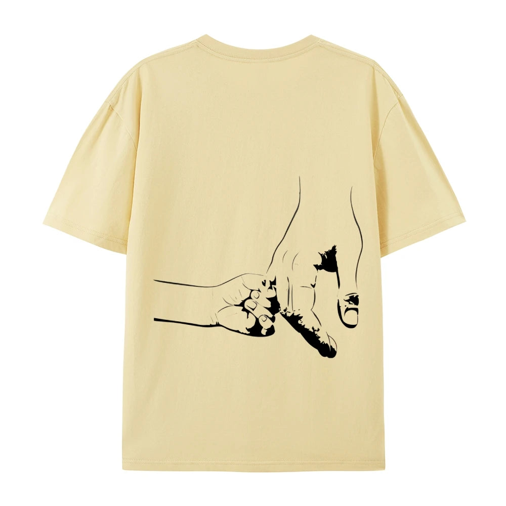 Unisex Light T - Shirt, Hand - Holding Graphic Print on Back, Heartwarming Design, Casual Short - Sleeve Tee