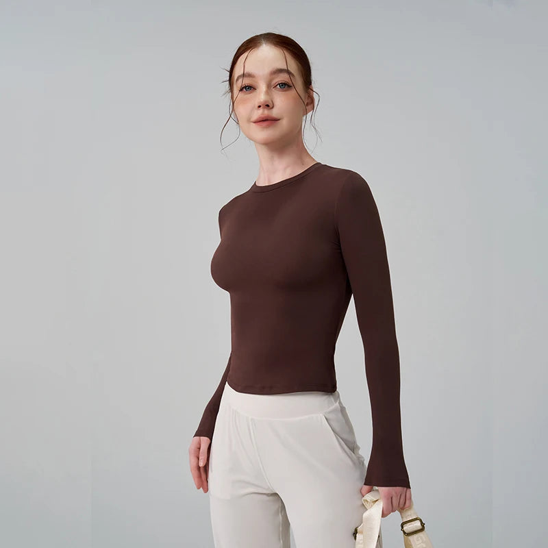 TRY TO BN Sports Long Sleeve Gym Tops Woman O-Neck T-Shirts Fitness Sportswear Breathable Workout Running Training Yoga Clothing