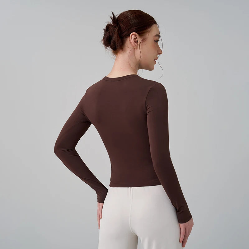 TRY TO BN Sports Long Sleeve Gym Tops Woman O-Neck T-Shirts Fitness Sportswear Breathable Workout Running Training Yoga Clothing